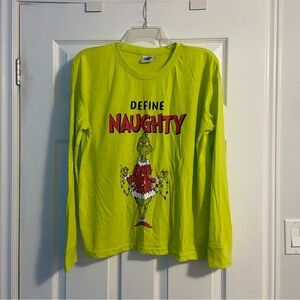 Dr. Seuss The Grinch Women’s Bright Green Long Sleeve Shirt Size M
